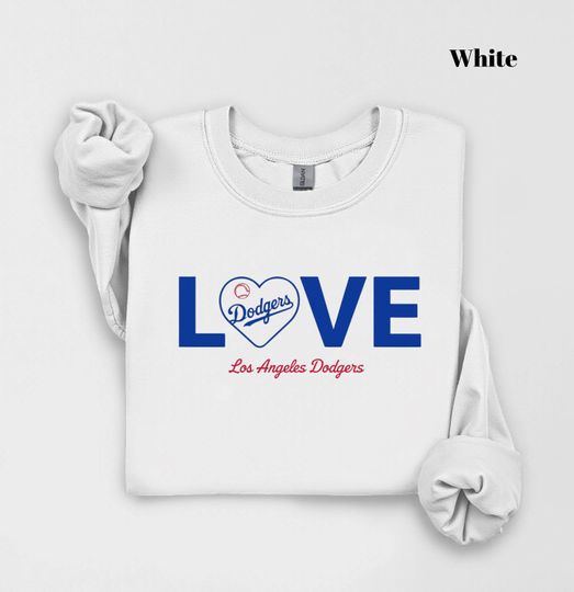 Dodgers Love Shirt, LA Dodgers Heart Hoodie, Modern Baseball Sweatshirt