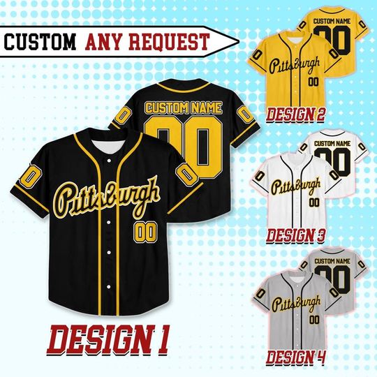 Discover Custom Pittsburgh Baseball Team Baseball Jersey, Personalized Name And Number Jersey Uniform, Baseball Fan Jersey, Game Day Jersey 12425MD7