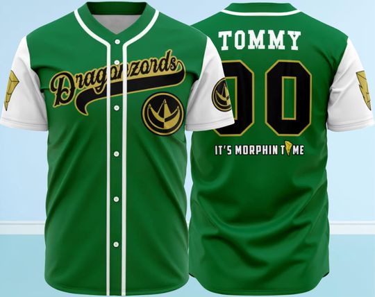 Discover Personalized Green Dragonzords Tommy Oliver Power Rangers Baseball Jersey, Lover Power Rangers Baseball Jersey, Team Baseball Jersey.
