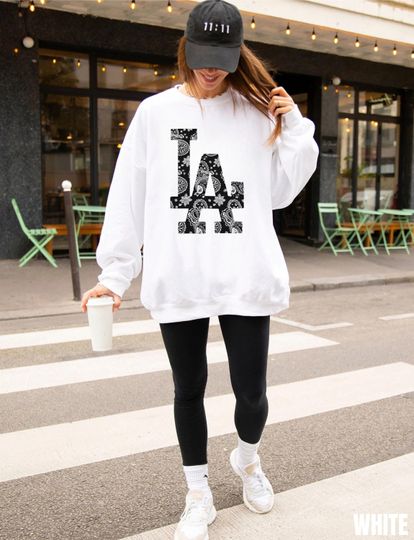 Discover Unisex LA Sweatshirt, LA Sweatshirt, LA Bandana Shirt, Los Angeles Shirt, Los Angeles Baseball Sweatshirt