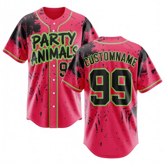 Discover Custom Pink Black Baseball Jersey, Funny Monkey Team Shirt, Personalized Name & Number for Kids, Youth, Adults
