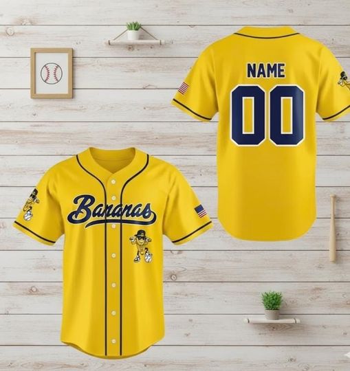 Discover Personalized Bananas Team Baseball Jersey, Funny Let's Go Bananas Shirt, Custom Name Number Uniform, Unique Gift for Sports Fans