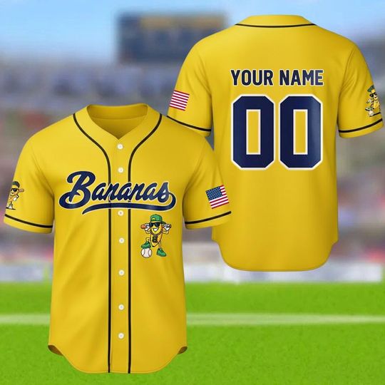 Discover Personalized Bananas Team Baseball Jersey, Let's Go Bananas Shirt, Funny Bananas Yellow Jersey, Gift For Team Baseball Fan