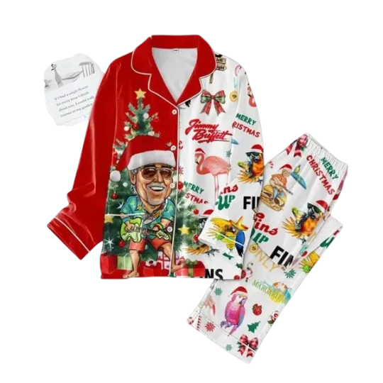 Jimmy Buffett Christmas Fins Pajama Set for Adults