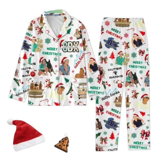 Discover Outer Bank Merry Christmas OBXmas Ho Ho Ho Pajama Set for Adults