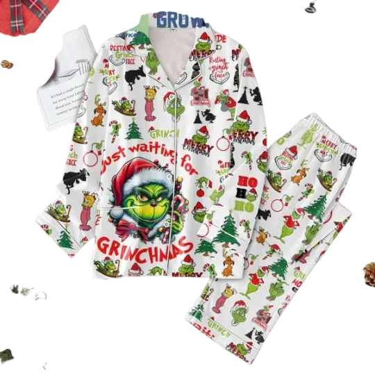 The funny character Merry Grin Mode Just Waiting For Christmas Pajamas Set