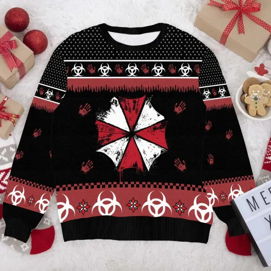 Discover Resident Evil Umbrella Corporation Ugly Christmas Sweater Men Women Holiday