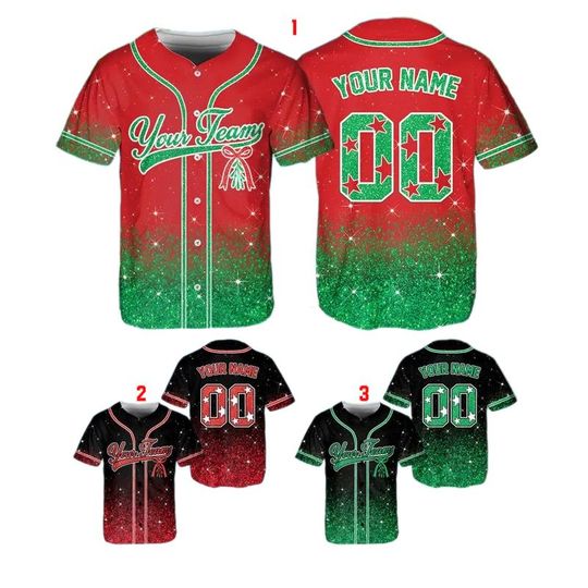 Discover Custom Christmas Baseball Jersey Adult Kid Youth, Personalized Name Number Holiday Jersey, Xmas Gift Team Uniform Ugly Sweater Style Shirt