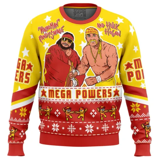 Discover Wrestling Entertainment Mega Powers Ugly Christmas Sweater Men’s Holiday Pullover Randy Savage Hogan