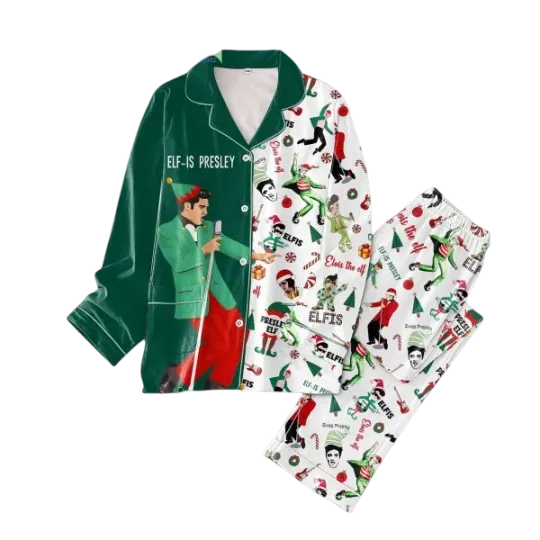 Discover Elvis Presley Elf Christmas Pajama Set for Adults