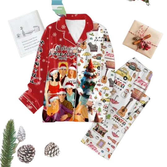 Discover Friend Merry Friendsmas Merry Christmas Pajama Set for Adults