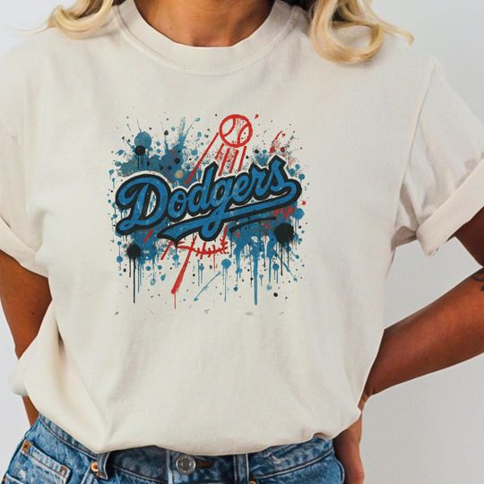 Discover Dodgers Retro Shirt, Comfort Colors Cotton Baseball Graphic Tee, Cute Vintage Fan Gift, Graffiti Dodgers T-Shirt Sweatshirt