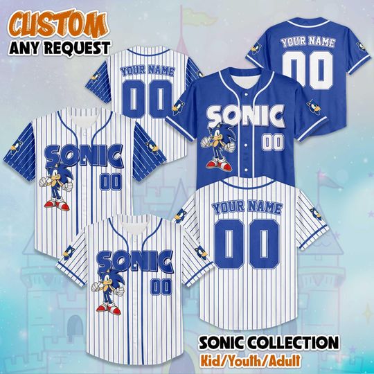 Discover Custom Sonic The Hedgehog Baseball Jersey, The Hedgehog Birthday Jersey Shirt, Sonic Baseball Team Outfit, Gift For Fans