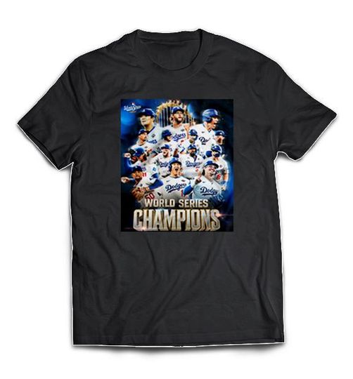 Discover Dodgers 2025 World Series Champions Collage Black Shirt