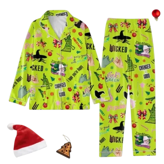 Wicked Changed For Good Christmas Green Pajamas Set