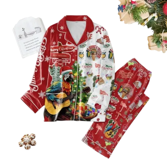 Jimmy Buffett Blame It On Buffett Christmas Pajamas Set
