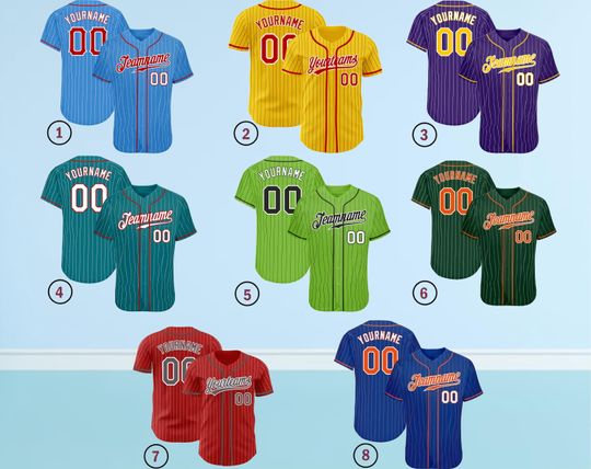 Discover Custom Team Name Pinstripe Baseball Jersey Shirt, Pinstripe Baseball Jersey, Baseball Jersey For Men, Team Baseball Jersey.