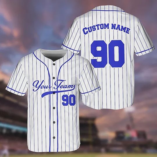 Discover Custom Baseball Jersey  Personalized Team Shirt with Name & Number, Classic Pinstripe Design for Men, Women, Fans Couples