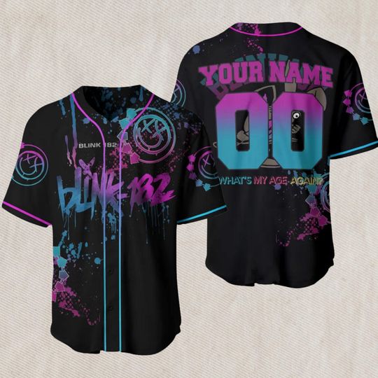 Custom B182 Baseball Jersey  Neon Graffiti Pop Punk, Personalized Gift