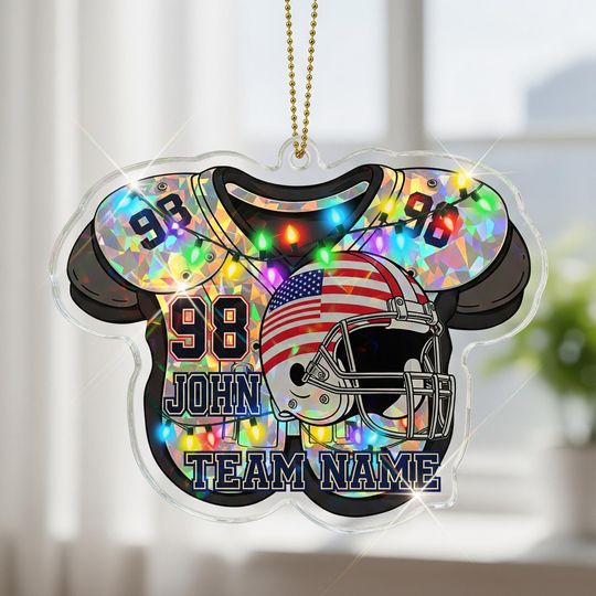 Discover Personalized Acrylic Football Ornament, Team Name & Number