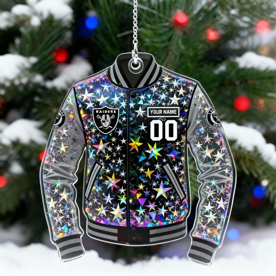 Acrylic Personalized Las Vegas Raiders Ornament, Custom football Team Logo Christmas Decor, Football Holiday Keepsake