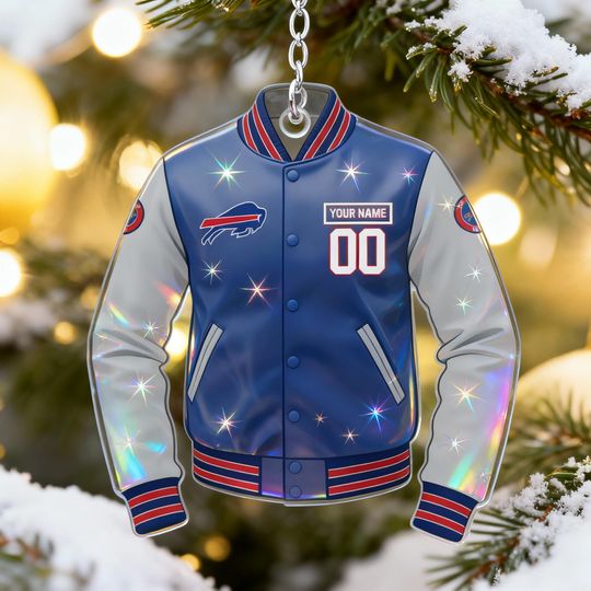 Acrylic Personalized Buffalo Bills Ornament, Custom football Team Logo Christmas Decor, Football Holiday Keepsake, Xmas Gift for Bills Fans