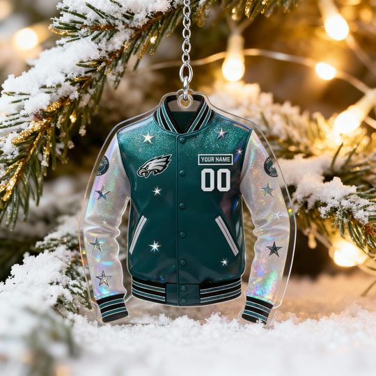 Acrylic Philadelphia Eagles Christmas Ornament, football Team Logo Holiday Decor, Vintage Football Ornament, Personalized Xmas Gift for Fans