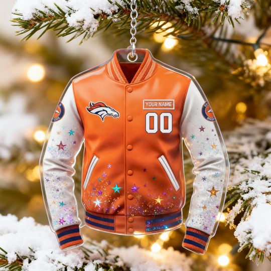 Acrylic Personalized Denver Broncos Ornament, Custom football Team Logo Christmas Decor, Football Holiday Keepsake Xmas Gift for Broncos Fans