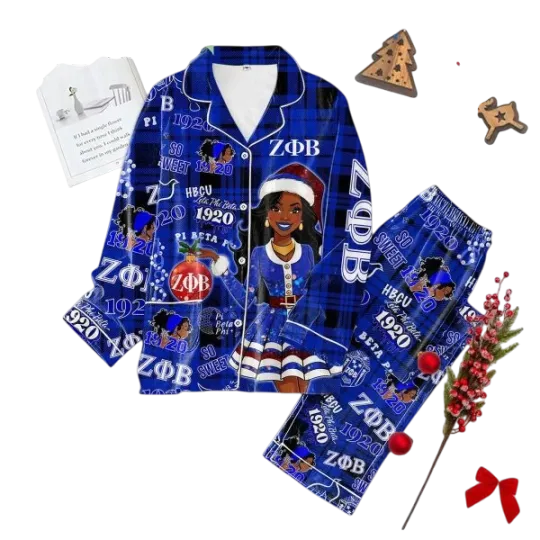 Discover Zeta Phi Beta Christmas Confident Fierce Queen Pajama Set for Adults
