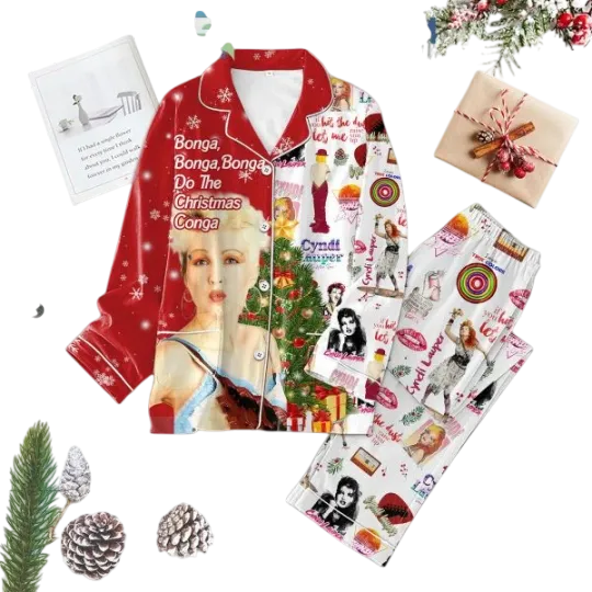 Discover Cyndi Lauper Bonga Do The Christmas Conga Pajama Set for Adults