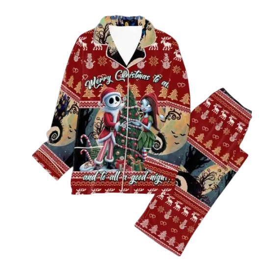 Discover The Nightmare Before Christmas Merry Christmas To All Polyester Pajamas Set