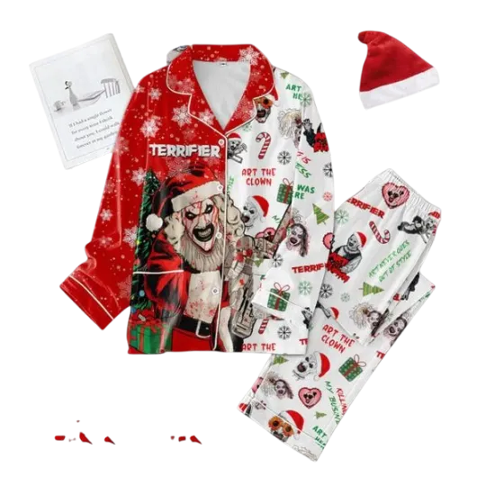 Terrifier 2024 Art The Clown Santa Merry Christmas Pajama Set for Adults