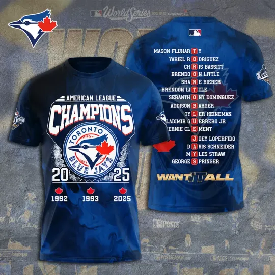 Discover Blue Jays WinCraft 2025 American League Champions 3D T-Shirt