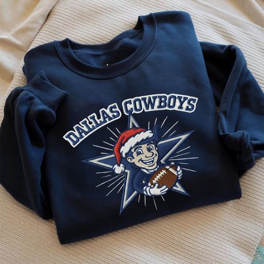 Discover Dallas Football Christmas Embroidered Sweatshirt, Cowboy Mascot Sweatshirt, Dallas Fans Gift