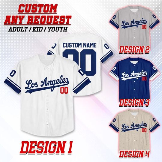 Discover Custom Los Angeles Baseball Team Uniform Jersey, Custom Name Number Los Angeles Baseball Jersey, Jersey For Fan, Baseball Lovers
