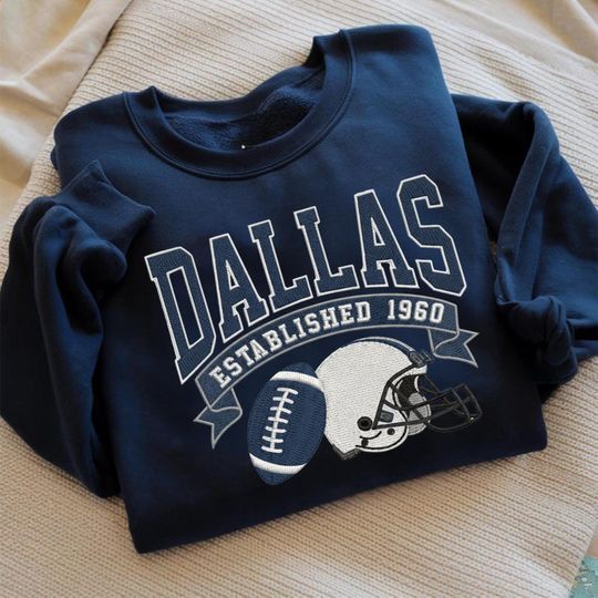 Discover Dallas Football Vintage Embroidered Sweatshirt, Dallas Football Cowboy Sweatshirt, Dallas Fans Gift