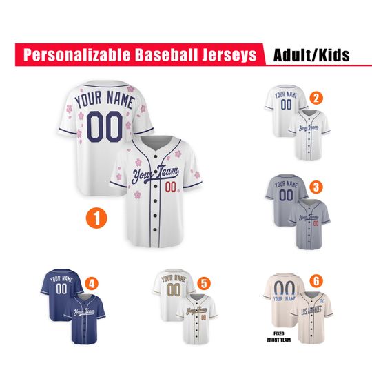 Custom Los Angeles Dodgers Jersey - Piping Options - Infant, Toddler, Youth, Adult