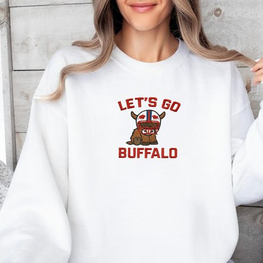 Discover Let's Go Buffalo Embroidered Sweatshirt, Vintage Style Tee, Gift for Buffalo Fan, Embroidered Football Sweatshirt, Buffalo Football