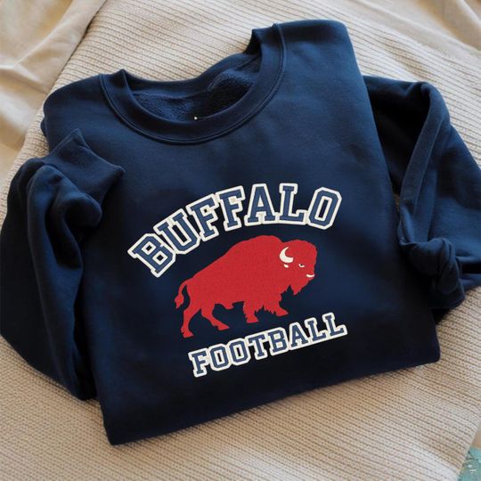 Discover Buffalo Football Retro Embroidered Sweatshirt, Buffalo Football Crewneck, Buffalo Football Game Day Gift, Buffalo Football Sweatshirt
