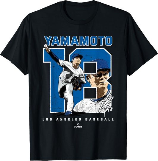 Discover Number and Portrait Yoshinobu Yamamoto Los Angeles MLBPA T-Shirt