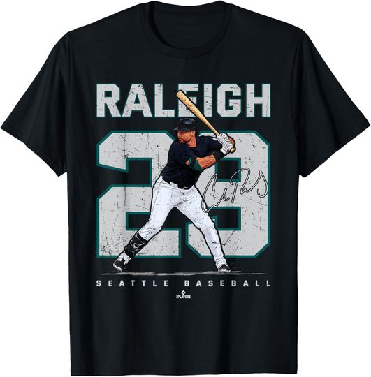 Discover Number and Portrait Cal Raleigh Seattle Baseball MLBPA T-Shirt