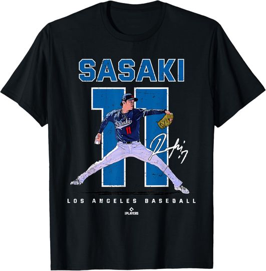 Discover Number and Portrait Roki Sasaki Los Angeles Baseball MLBPA T-Shirt