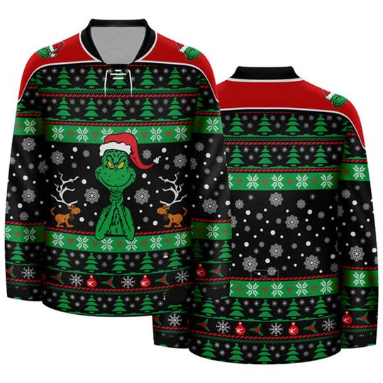 Christmas funny character Hockey Jersey, Ugly Sweater Style, Team Shirt