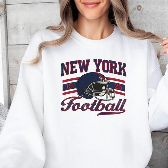 Discover Embroidered New York Giant Vintage Sweatshirt, New York Football Crewneck, NY Giant Sweatshirt, New York Football Shirt, Game Day Tee ESE355