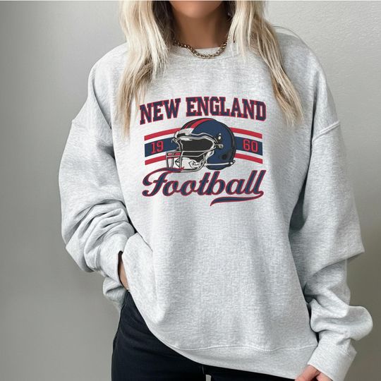 Discover New England Football Embroidered Sweatshirt, Vintage 1960 Game Day Crewneck, Unisex New England Sports Fan Pullover Gift ESE366
