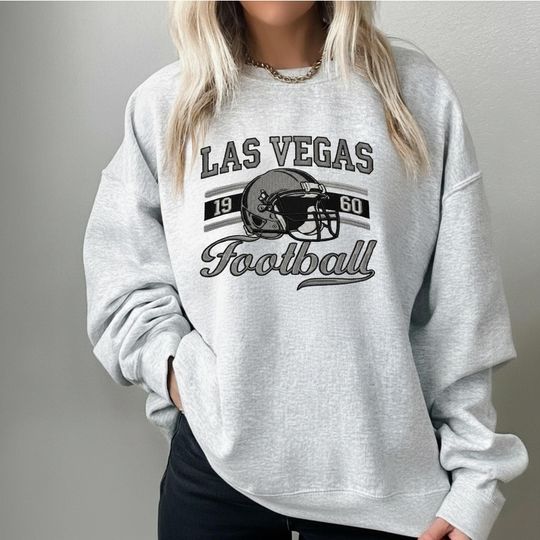 Discover Las Vegas Football Embroidered Sweatshirt, Vintage 1960 Game Day Crewneck, Unisex Las Vegas Sports Fan Pullover Gift ESE365