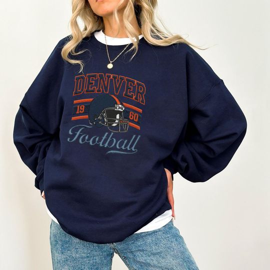 Discover Denver Football Embroidered Sweatshirt, Vintage 1960 Game Day Crewneck, Unisex Denver Sports Fan Pullover Gift ESE362