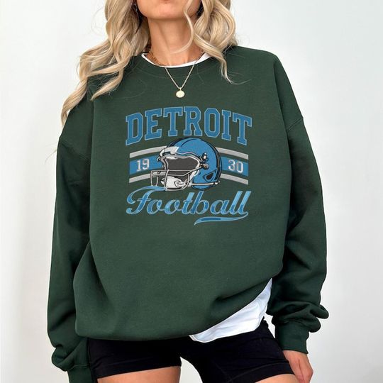 Discover Detroit Football Embroidered Sweatshirt, Vintage 1930 Game Day Crewneck, Unisex Detroit Sports Fan Pullover Gift ESE363