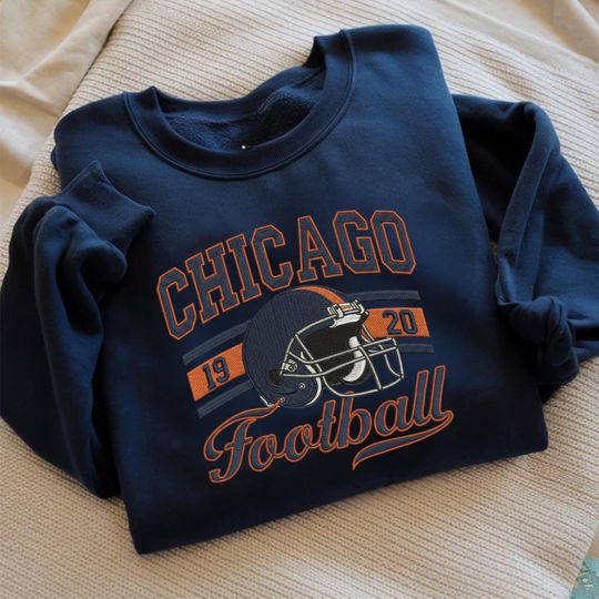 Discover Chicago Football Embroidered Sweatshirt, Vintage 1920 Game Day Crewneck, Unisex Chicago Sports Fan Pullover Gift ESE358