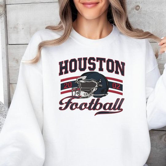 Houston Football Vintage Embroidered Sweatshirt, Houston Football Texans Sweatshirt, Houston Texan Football Fan Gift